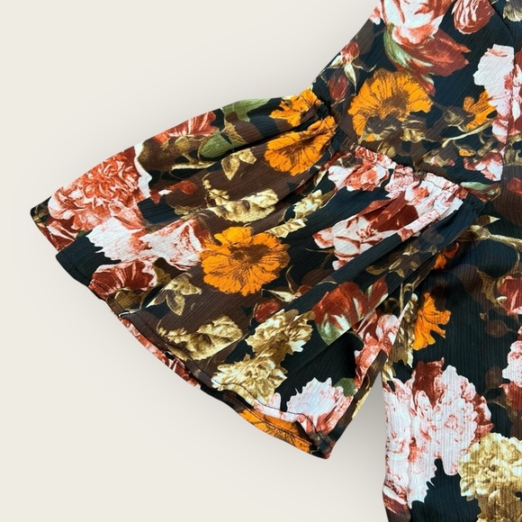 H&M Floral Ruffle Peplum Blouse | Size 6 | Fall Floral Top - Picture 5 of 11